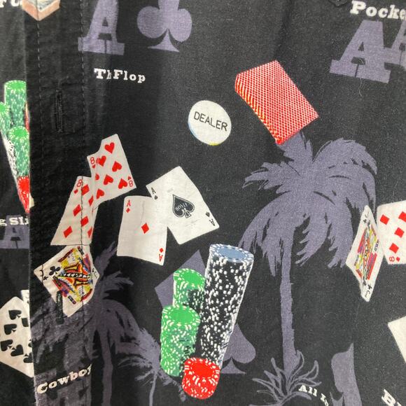 NWOT WAVE SHOPPE Shirt XL Poker-Chips Card Money Black Red Button-Up Short-Sleev - Picture 7 of 13